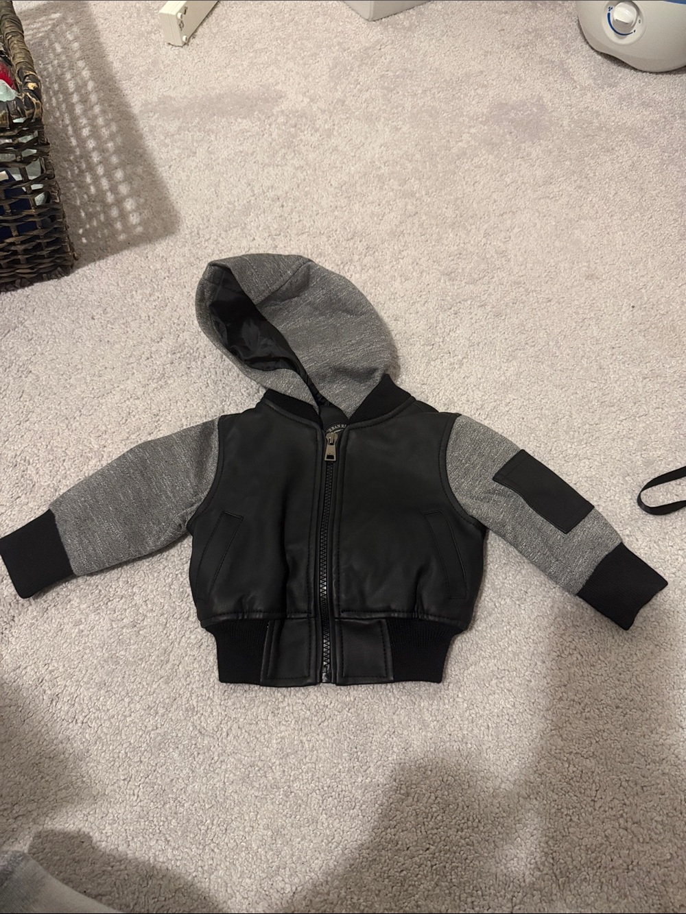 3-6m leather jacket with hoodie